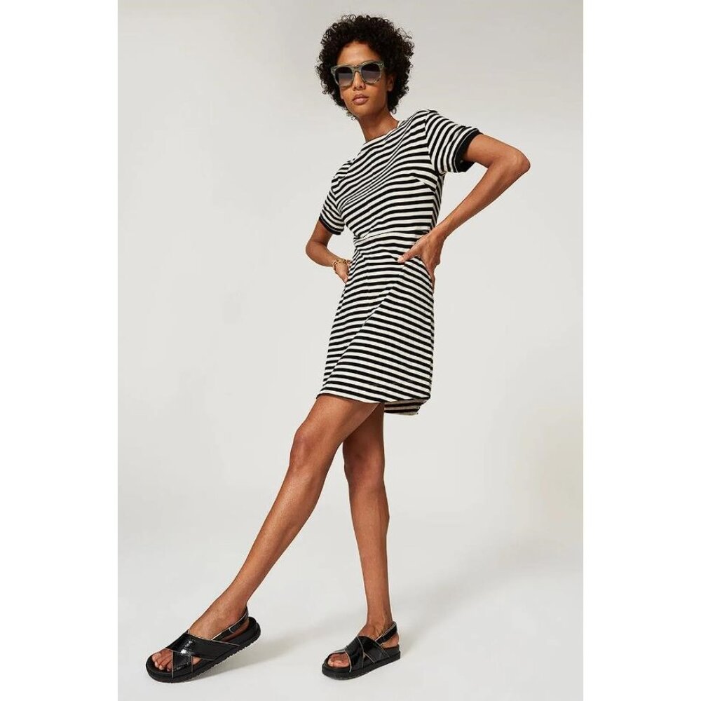 DEREK LAM 10 CROSBY Women's Striped Short Sleeve T-Shirt Dress Size 46/US 10